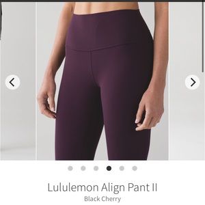 Lulu lemon align leggings 25” Black Cherry